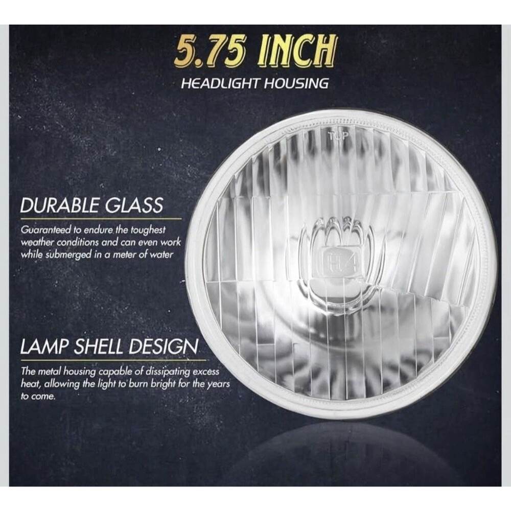 5.75” Round Glass Headlight Housing Kit With/4H/9003 Led Bulbs H5001 H5006– New!